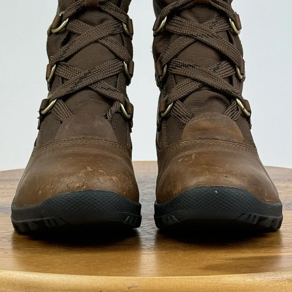 Womens TImberland Mount Hope Mid Fur Brown Leather Winter Trail Boots Size 7 M - Picture 3 of 10